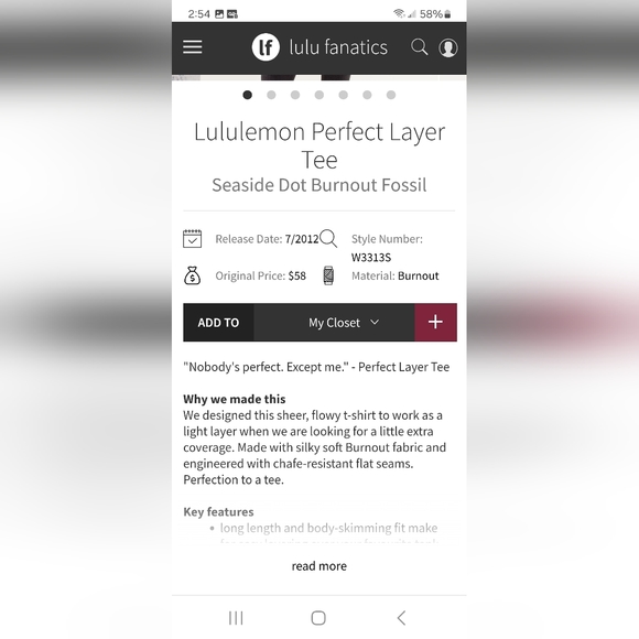 Lululemon Perfect Layer Tee Sea Side Dot Burnout Fossil - Picture 2 of 7